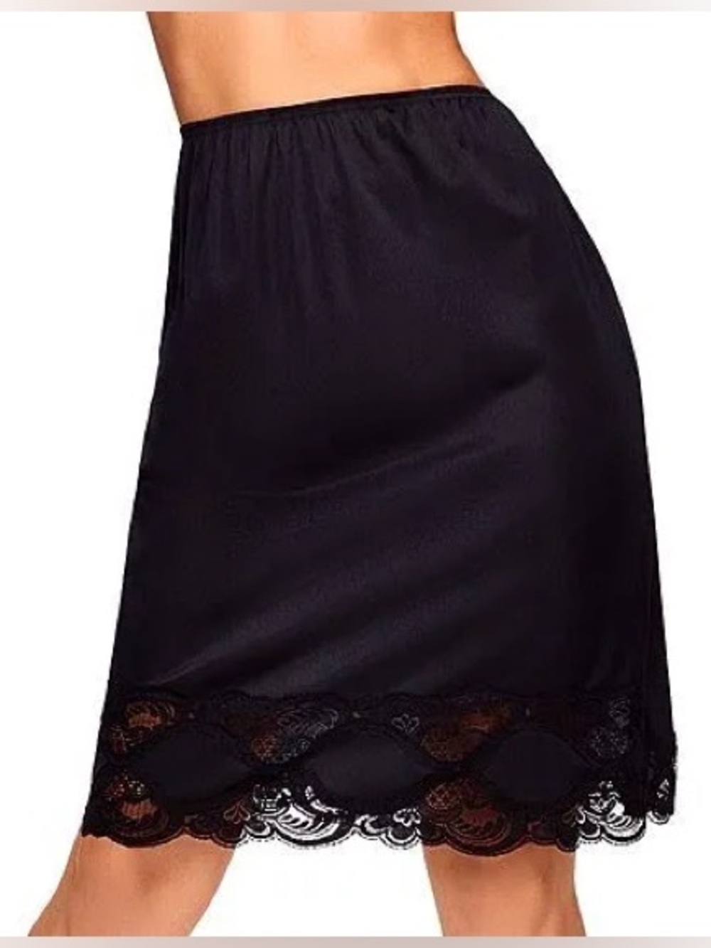 Size 1X Black Half Slip with Lace Hem